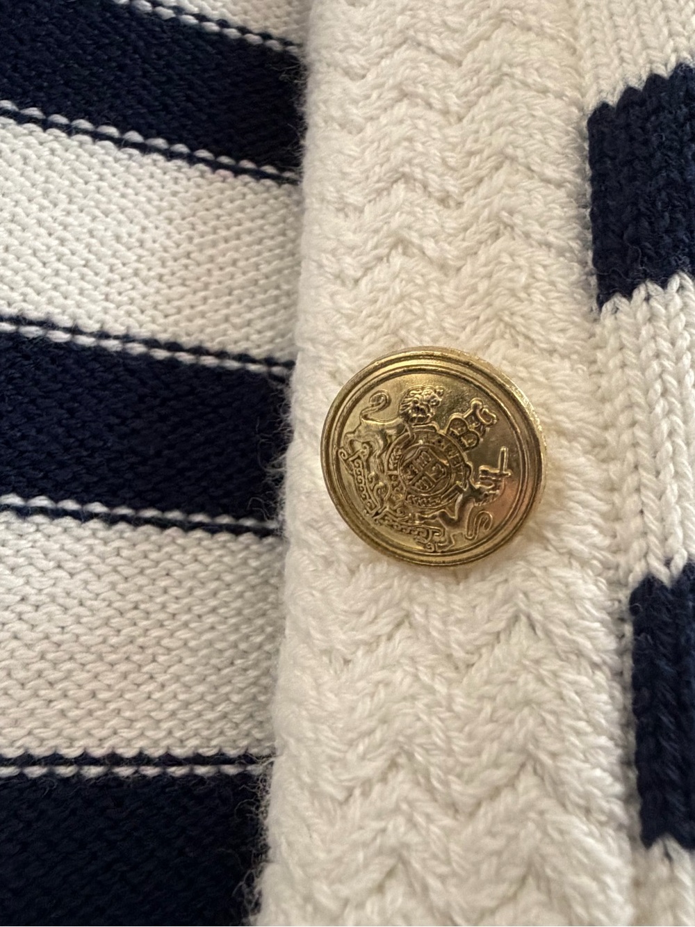 Factory J. Crew Navy and White Striped Button-Front Cardigan - Picture 3 of 10